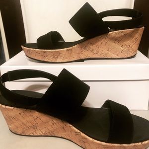black wedge sandals